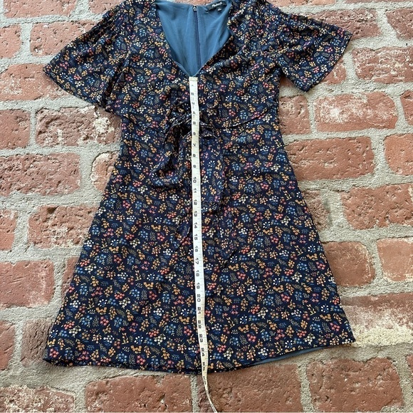 Madewell Cross-Front Mini Dress in Garden Party Liberty Blue Night floral size 0 - Picture 3 of 16